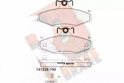R BRAKE rb1238 -  Комплект тормозных колодок, дисковый тормоз